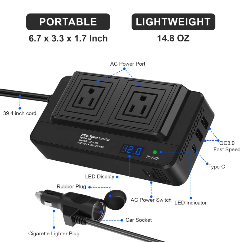 Inversor de energia para carro - Outdoor Power Adapter Usb C avaliação e preço